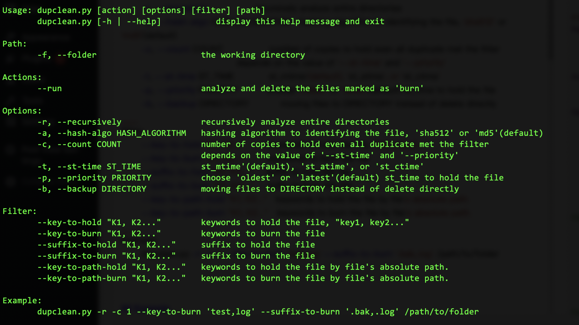 dupclean --help